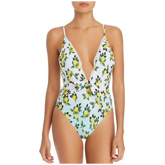 Nanette Lepore Womens Serengeti Faux Suede Goddess One Piece Swimsuit